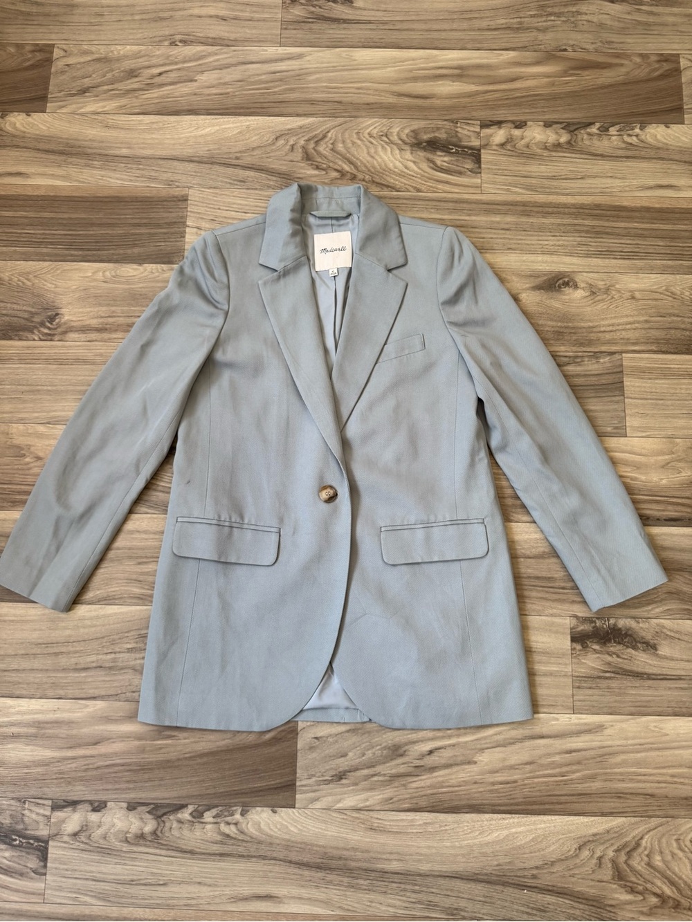 Madewell The Larsen Blazer in Drapeweave in Overcast Blue Size Extra Small